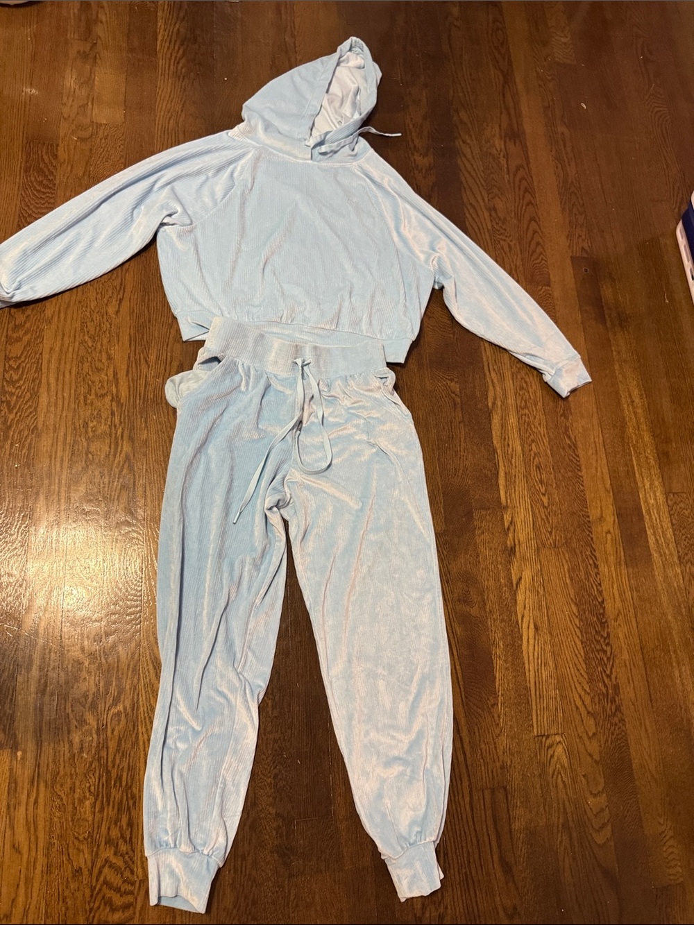Victoria's Secret Light Blue Velvet Jogger Set